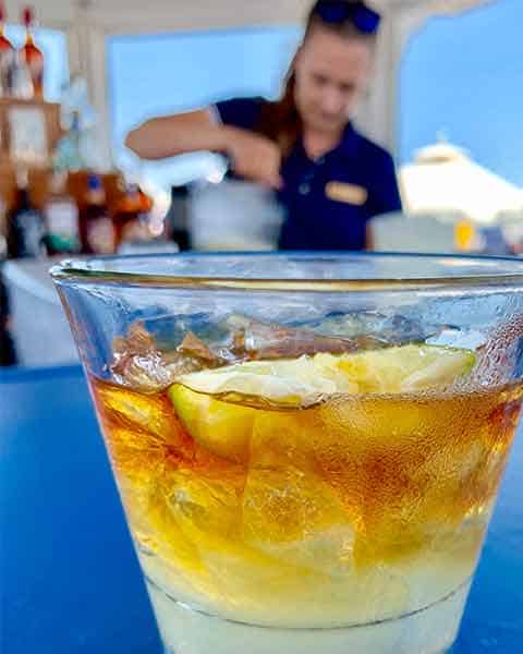 Enjoying a drink on an outdoor bar