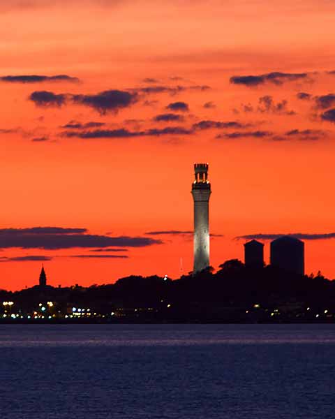 Provincetown sunset with monument in view