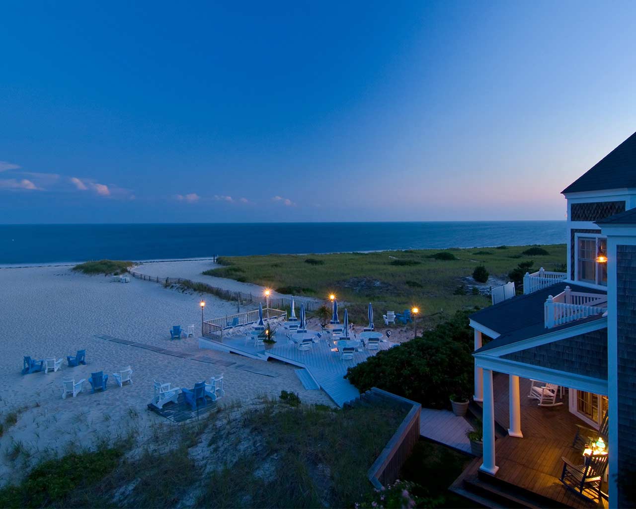 the beach at the Harwich Beach Resort hotel at twighlight